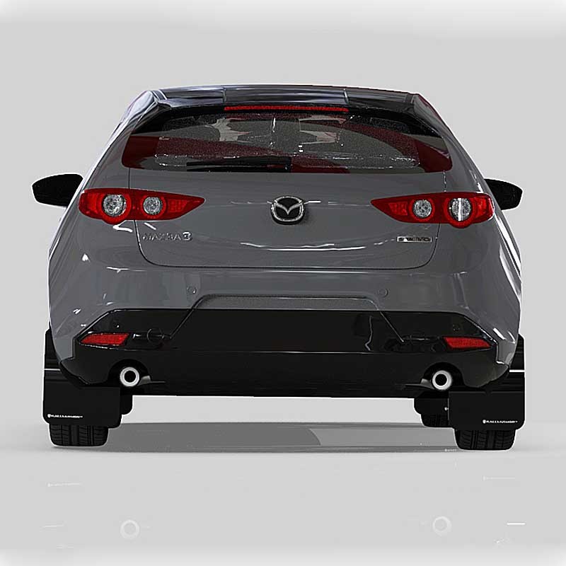 RallyArmor | Black UR Mud Flap White Logo - Mazda3 Hatch 2019-2024