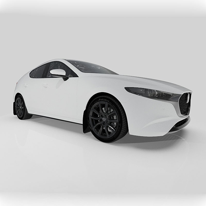 RallyArmor | Black UR Mud Flap White Logo - Mazda3 Hatch 2019-2024