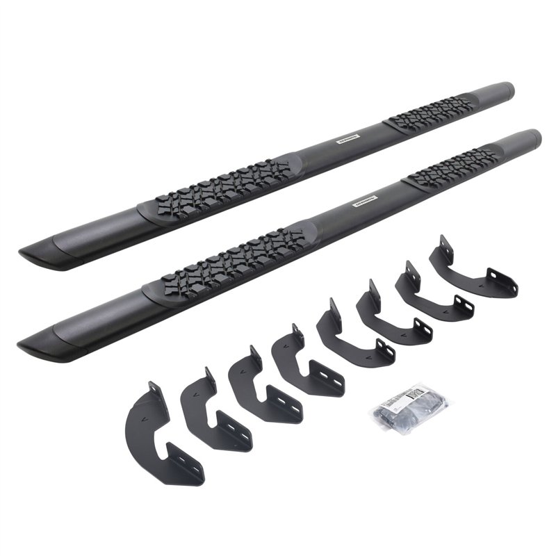 Go Rhino | V-Series V3 Aluminum Side Steps w Mounting Brackets Kit - TextBlack - Double Cab - Tundra 2007-2021