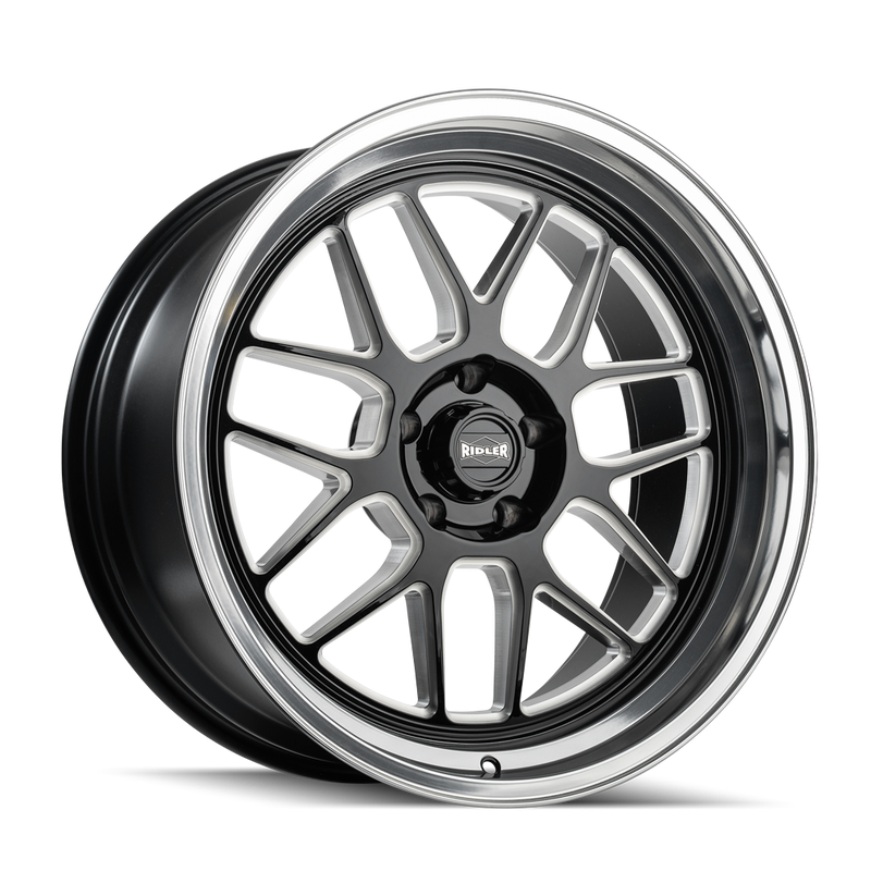 RIDLER | 611 20x10.0 ET0 - Gloss Black Milled With Diamond Cut Lip
