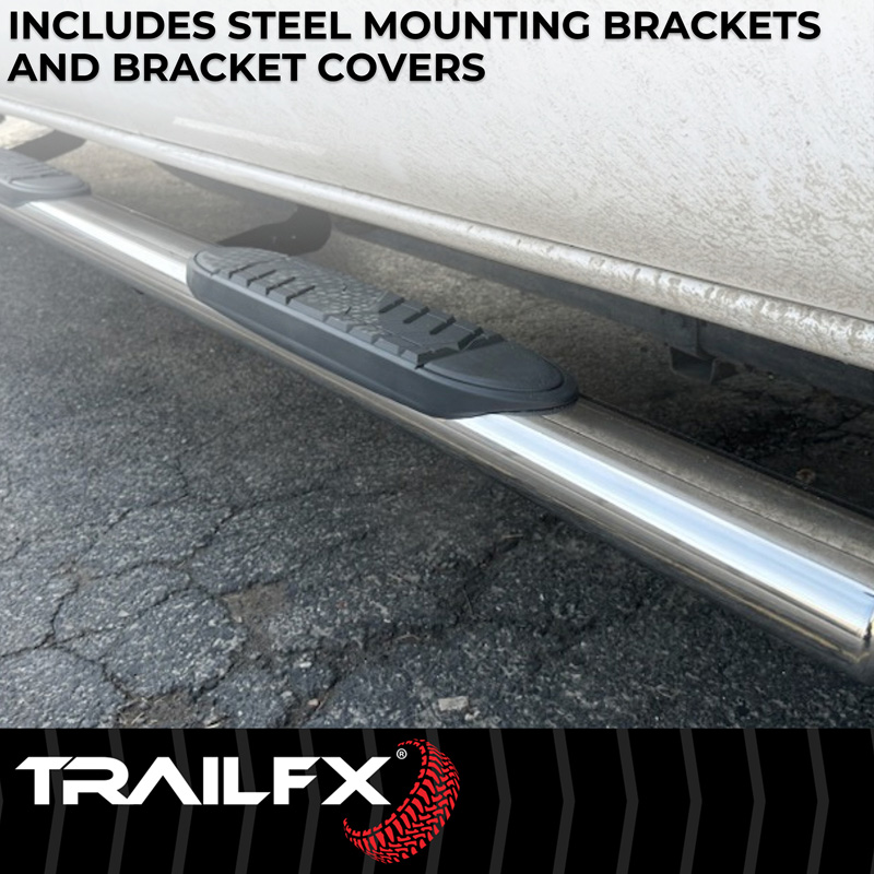 TrailFX | 5 Inch Oval Straight Pol Stainless Steel Rocker Panel Mount - F-250 / F-350 2000-2016