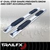 TrailFX | With Step Pads 6 In Oval Straight Pol Stainless Steel With Welded End Caps Rocke - Ram 1500 2019-2025