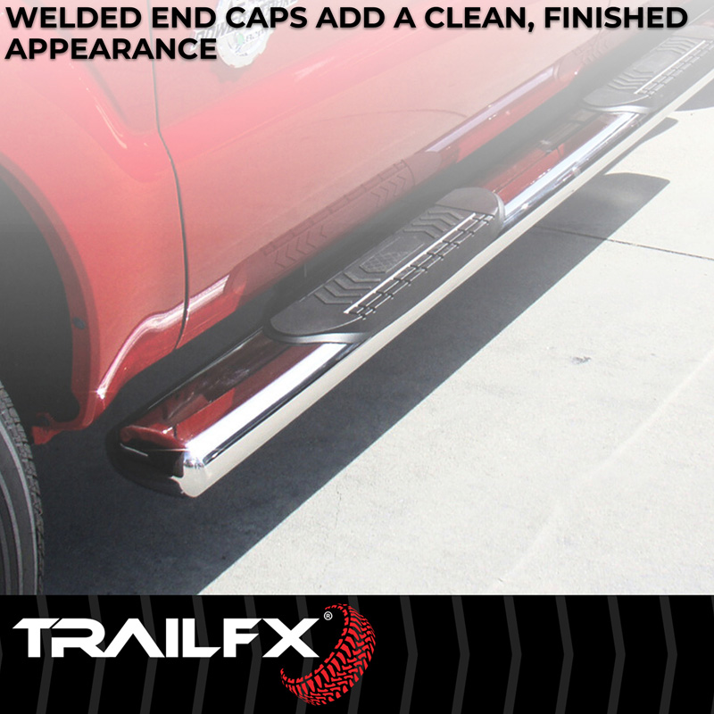 TrailFX | With Step Pads 6 In Oval Straight Pol Stainless Steel With Welded End Caps Rocke - Ram 1500 2019-2025