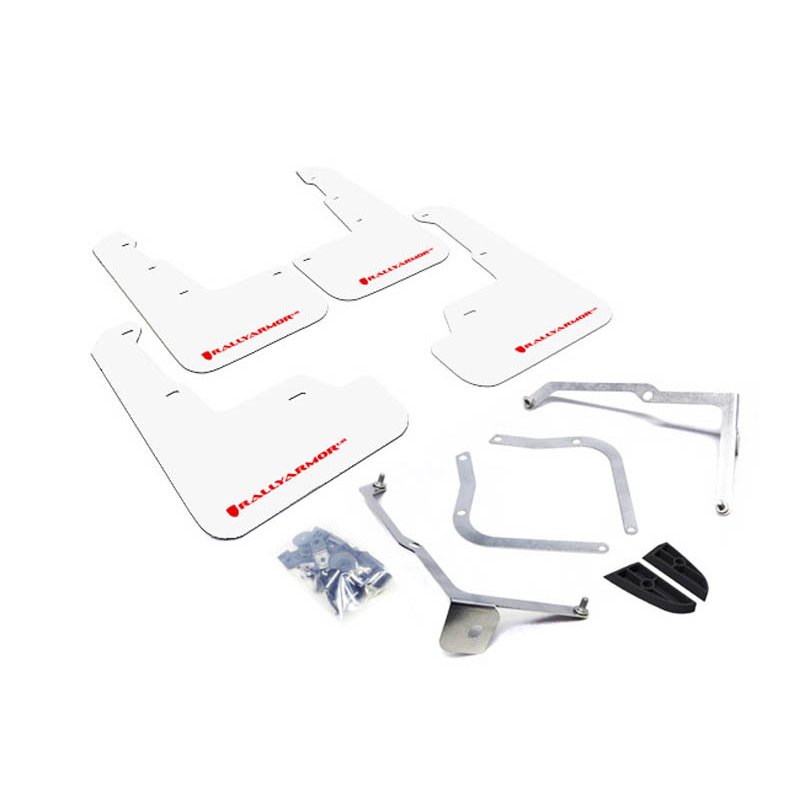 RallyArmor | White Mud Flap Red Logo - WRX / STI 2015-2021