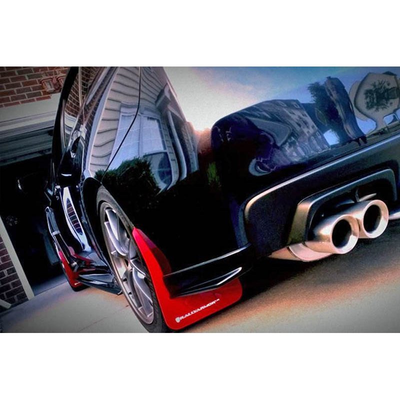 RallyArmor | White Mud Flap Red Logo - WRX / STI 2015-2021