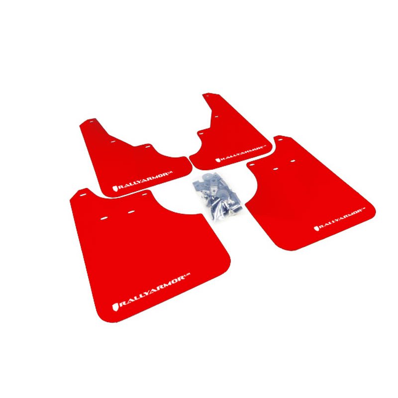 RallyArmor | UR Red Mud Flap White Logo - Forester 09-13