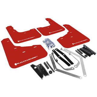 RallyArmor | Red Mud Flaps White Logo - Fiesta ST 2014-2019