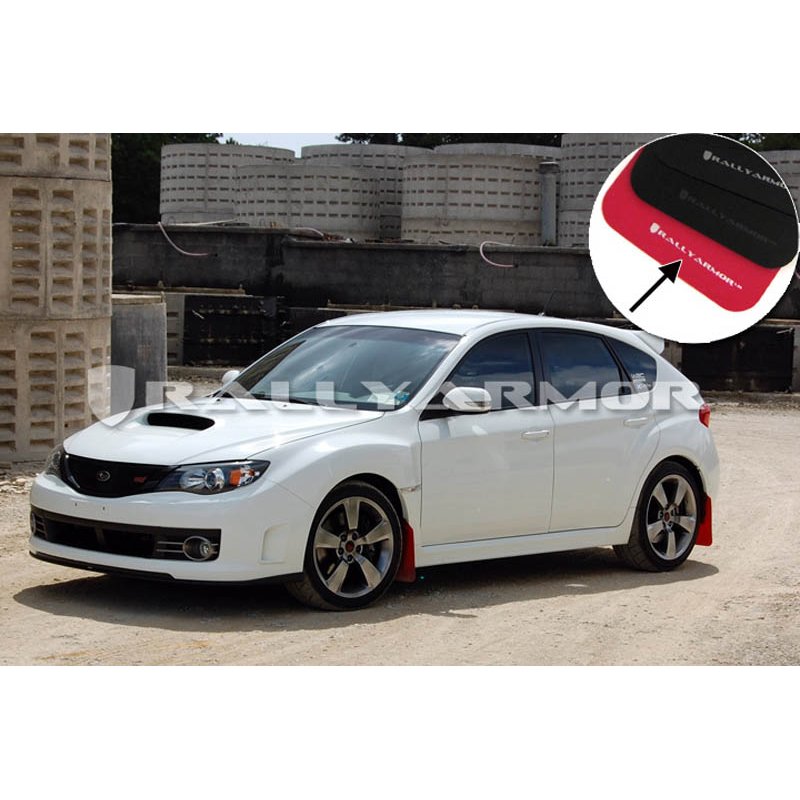 RallyArmor | Red Mud Flap White Logo - WRX Hatch 11-14 / STI Hatch 08-14