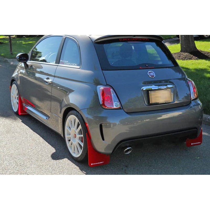 Rallyarmor | Red Mud flap White Logo - Fiat 500 / Abarth 2012-2018
