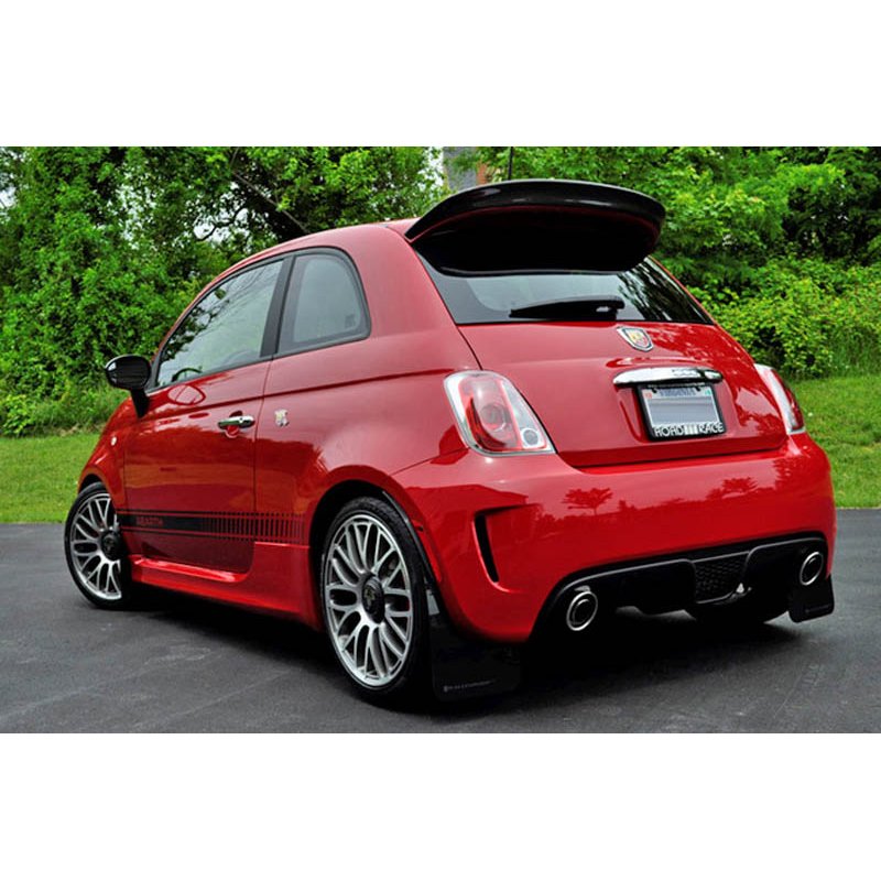 Rallyarmor | Red Mud flap White Logo - Fiat 500 / Abarth 2012-2018