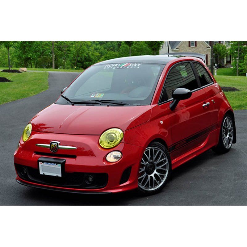 Rallyarmor | Red Mud flap White Logo - Fiat 500 / Abarth 2012-2018