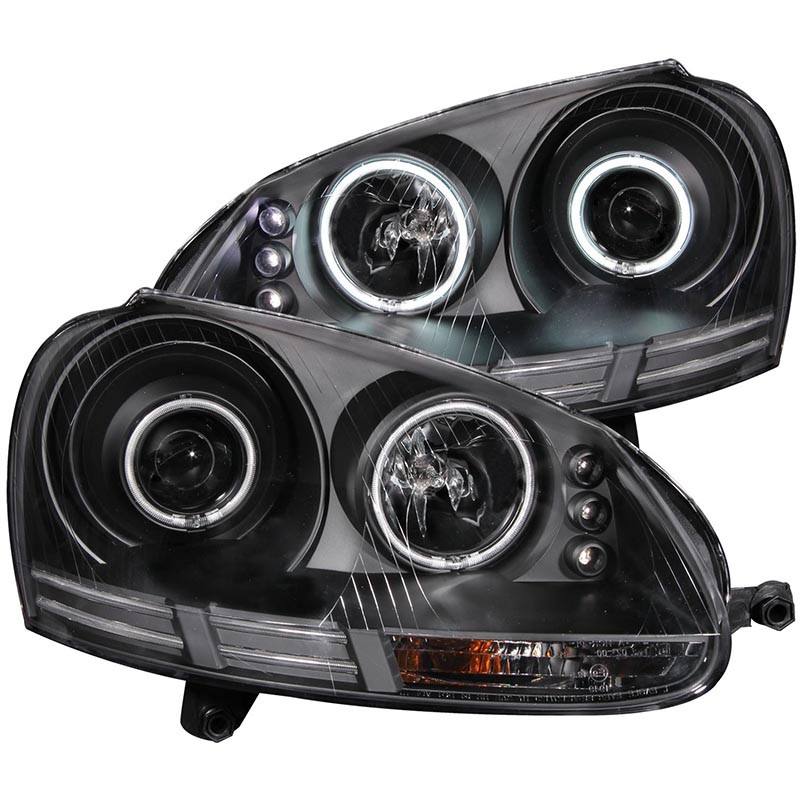 ANZO | Projector Headlights w/ Halo Black (SMD LED) - GTI / Jetta / Rabbit 2006-2009