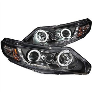 ANZO | Projector Headlights w/ Halo Black (SMD LED) - Civic 1.3L / 1.8L / 2.0L 2006-2011