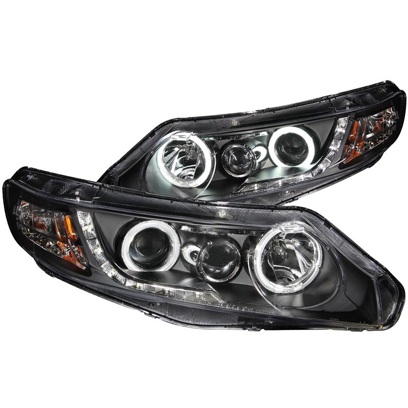 ANZO | Projector Headlights w/ Halo Black (SMD LED) - Civic 1.3L / 1.8L / 2.0L 2006-2011