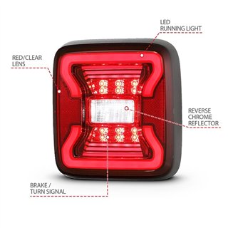 ANZO | LED Taillights Red / Clear - Wrangler (JL) 2018-2023