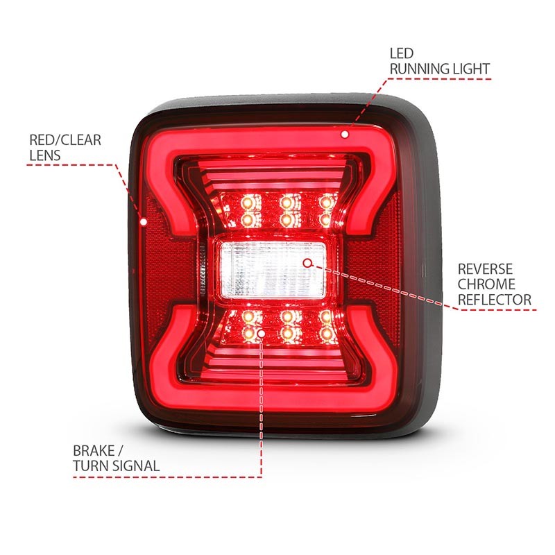 ANZO | LED Taillights Red / Clear - Wrangler (JL) 2018-2023