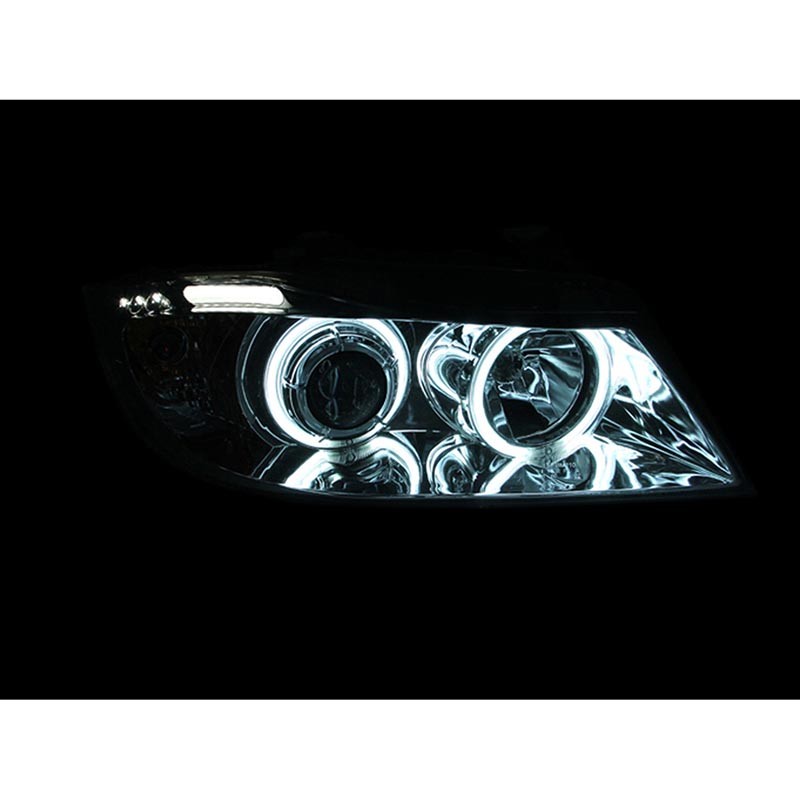 ANZO | Projector Headlights w/ Halo w/ LED Bar Chrome (SMD LED) - BMW SERIES 3