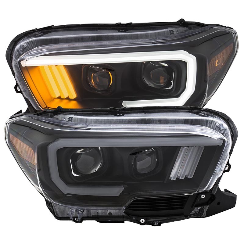 ANZO | Projector Headlights w/ Plank Style Black w/Amber w/ DRL - Tacoma 2.7L / 3.5L 2016-2023
