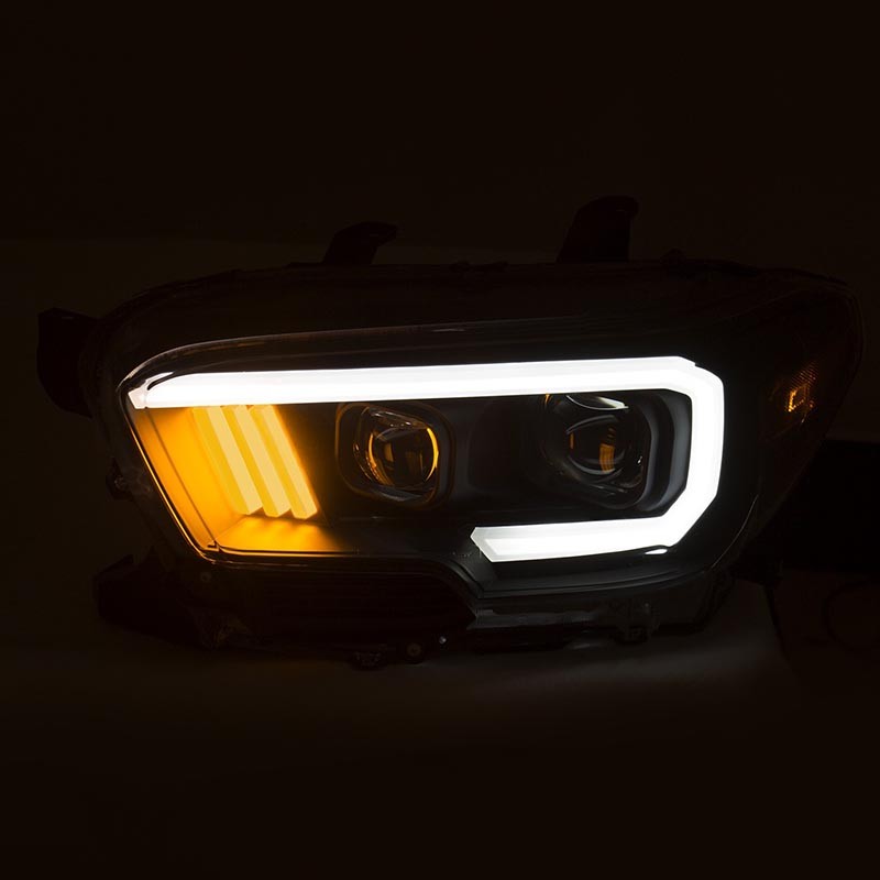 ANZO | Projector Headlights w/ Plank Style Black w/Amber w/ DRL - Tacoma 2.7L / 3.5L 2016-2023