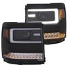 ANZO | Projector Headlights w/ Plank Style Design Black w/ Amber Sequential Turn Signal - Silverado 1500 4.3L / 5.3L / 6.2L 2016