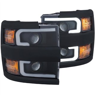 ANZO | Projector Headlights w/ Plank Style Black - Silverado 2500 HD / 3500 HD 6.0L / 6.6L 2015-2019