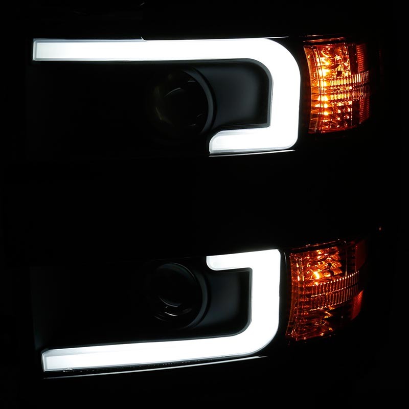 ANZO | Projector Headlights w/ Plank Style Black - Silverado 2500 HD / 3500 HD 6.0L / 6.6L 2015-2019