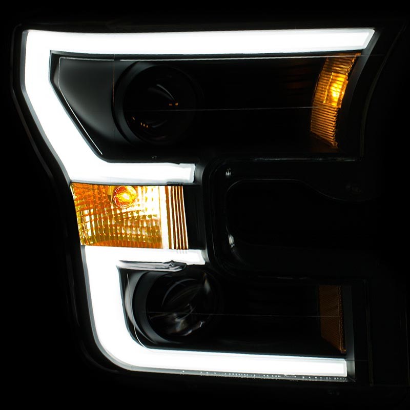 ANZO | Projector Headlights w/ Plank Style Black w/ Amber - F-150 2.7T / 3.5L / 5.0L 2015-2017