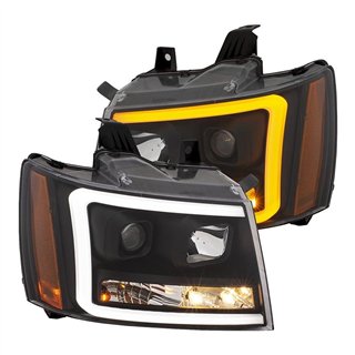 ANZO | Projector Headlights w/ Plank Style Switchback Black w/ Amber - Avalanche / Tahoe 2007-2014