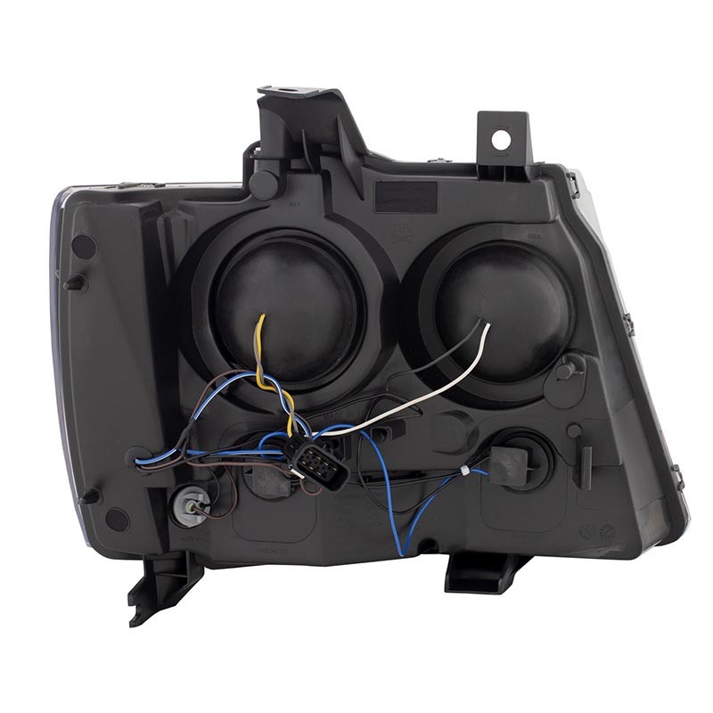 ANZO | Projector Headlights w/ Plank Style Switchback Black w/ Amber - Avalanche / Tahoe 2007-2014