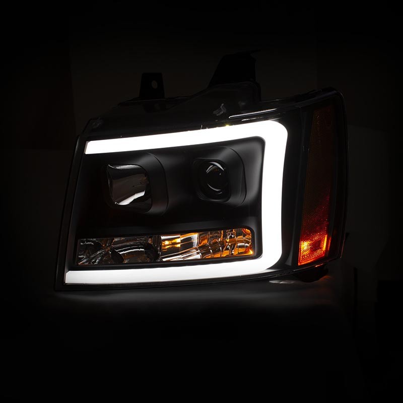 ANZO | Projector Headlights w/ Plank Style Switchback Black w/ Amber - Avalanche / Tahoe 2007-2014