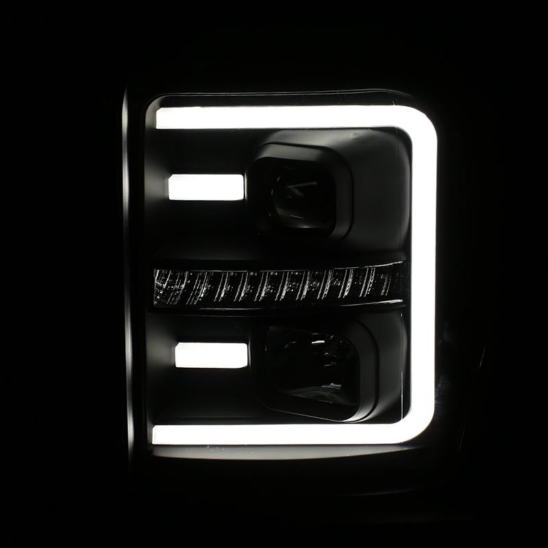 ANZO | Projector Headlights w/ Plank Style Switchback Black w/ Amber - F-250 / F-350 2011-2016