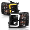 ANZO | Projector Headlights w/ Plank Style Switchback Black w/ Amber - Chevrolet / GMC 2007-2014