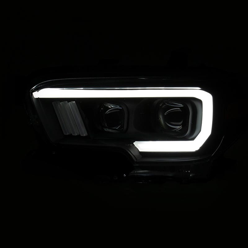 ANZO | Projector Headlights w/ Plank Style Switchback Black w/ Amber W/ DRL - Tacoma 2.7L / 3.5L 2016-2023