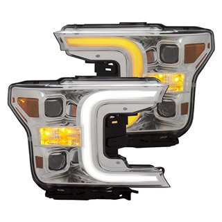 ANZO | Projector Headlights w/ Plank Style Switchback Chrome w/ Amber