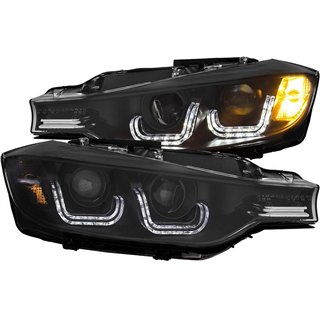ANZO | Projector Headlights w/ U-Bar Noir - BMW 2.0T / 3.0L 2012-2015