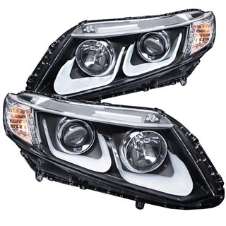 ANZO | Projector Headlights w/ U-Bar Noir - Civic 1.5L / 1.8L / 2.4L 2012-2015