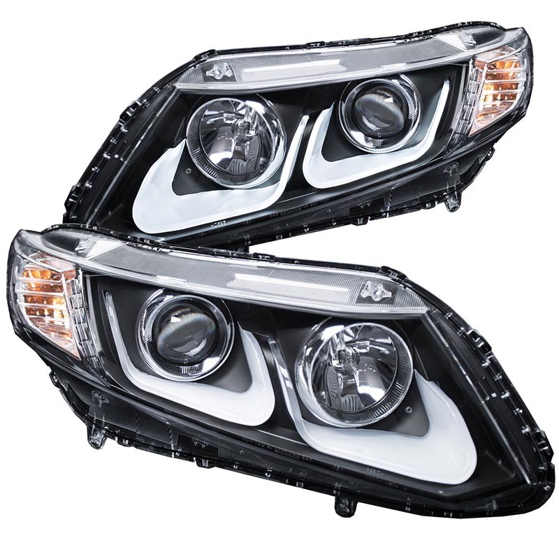 ANZO | Projector Headlights w/ U-Bar Noir - Civic 1.5L / 1.8L / 2.4L 2012-2015
