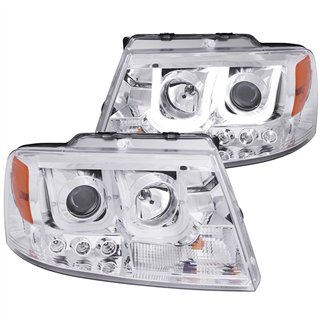 ANZO | Projector Headlights w/ U-Bar Chrome - F-150 / Mark LT 2004-2008