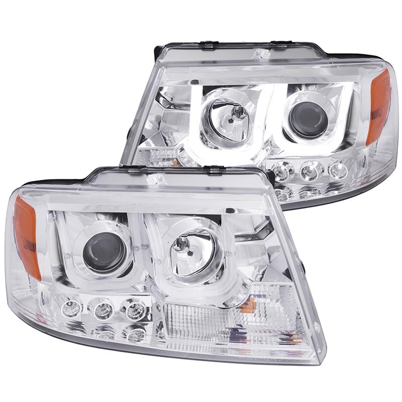 ANZO | Projector Headlights w/ U-Bar Chrome - F-150 / Mark LT 2004-2008