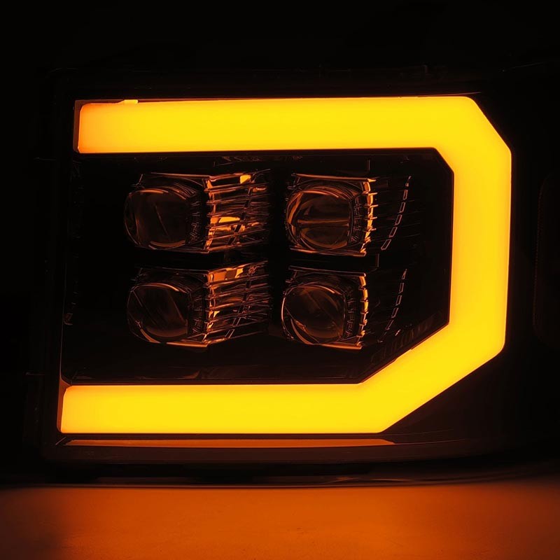 AlphaRex | NOVA-Series Full LED Quad 3D Projector Headlights - Sierra 1500 / 2500 HD / 3500 HD 2007-2013