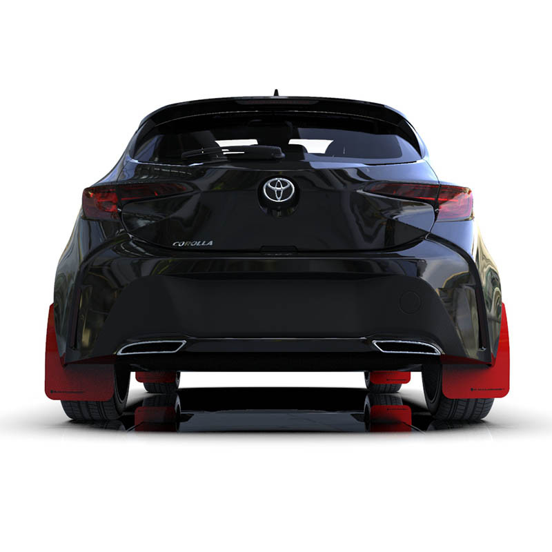 RallyArmor | Red Mud Flaps Black Logo - Corolla Hatchback 2019-2025