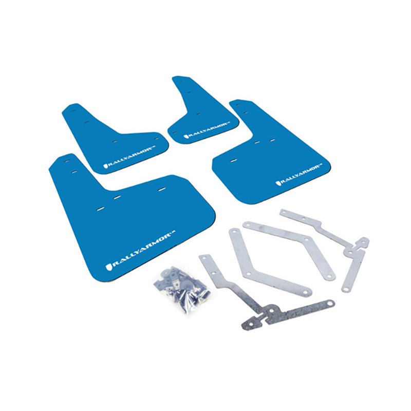 RallyArmor | Nitrous Blue Mud Flaps WHITE Logo - Focus 2012-2018