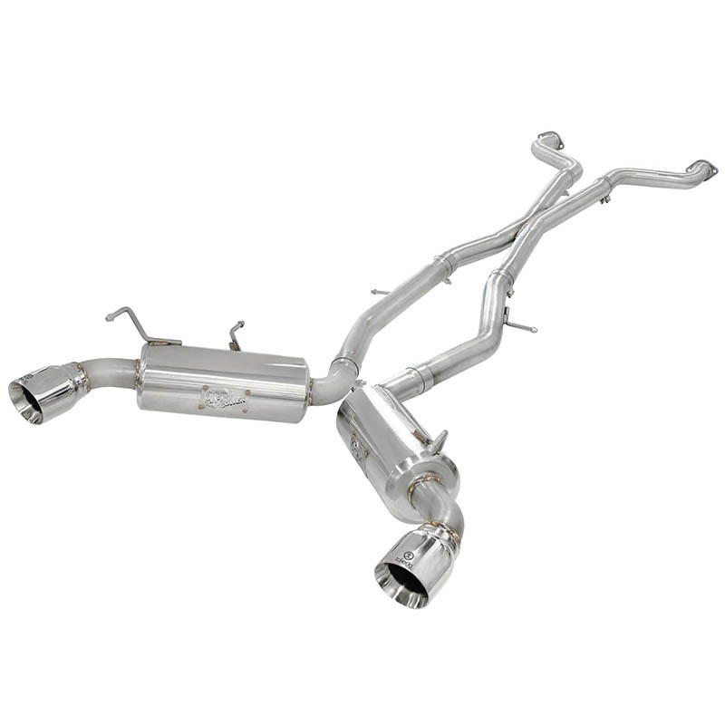 aFe Power | Takeda 2-1/2 IN 304 Stainless Steel Cat-Back Exhaust System w/Dual Polished Tip - 370Z 3.7L 2009-2020