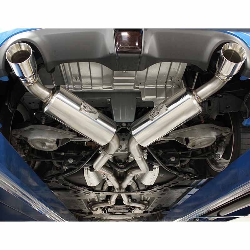aFe Power | Takeda 2-1/2 IN 304 Stainless Steel Cat-Back Exhaust System w/Dual Polished Tip - 370Z 3.7L 2009-2020