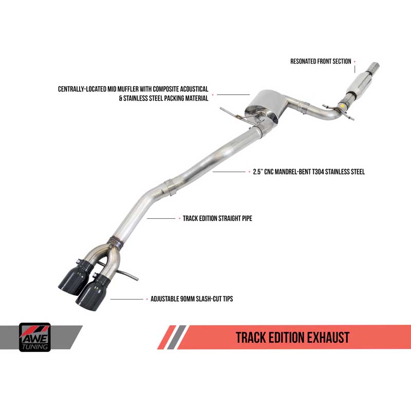 AWE Tuning | Track Cat-Back Exhaust Chrome Tips - Jetta 2.5L 2005-2014