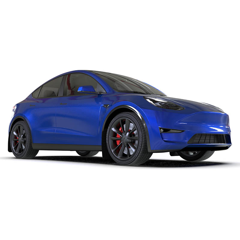 RallyArmor | Black UR Mud Flap Blue Logo - Tesla Model Y 2020-2026