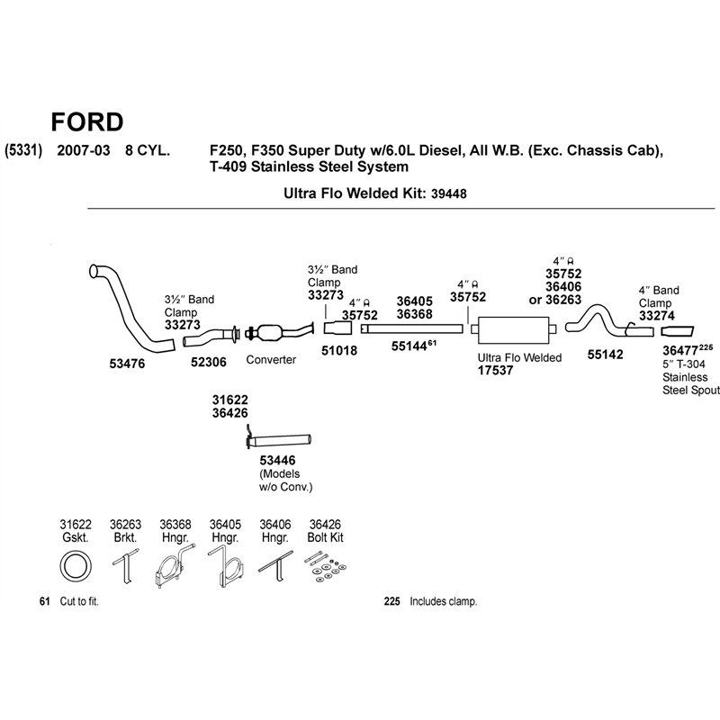 Dynomax | DynoMax Ultra-Flo Welded Muffler - Chevrolet / Ford / GMC 6.0L / 8.1L 2005-2007