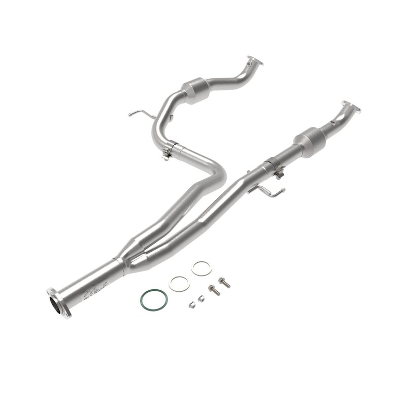 aFe POWER | Twisted Steel Y-Pipe 2-1/4 to 2-1/2in 409 SS w/Cat - Tacoma 3.5L 2016-2019