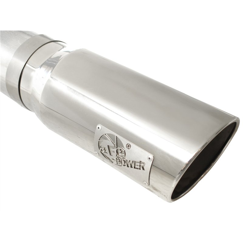 aFe Power | ATLAS 5 IN Aluminized Steel DPF-Back Exhaust System w/Polished Tip - Silverado / Sierra 2500 HD / 3500 HD 6.6L 2011-