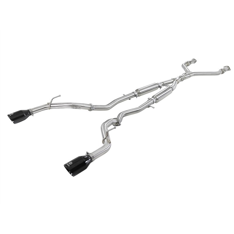 aFe Power | Takeda 2-1/2 IN 304 Stainless Steel Cat-Back Exhaust System w/Black Tips - Q50 3.0T 2016-2024